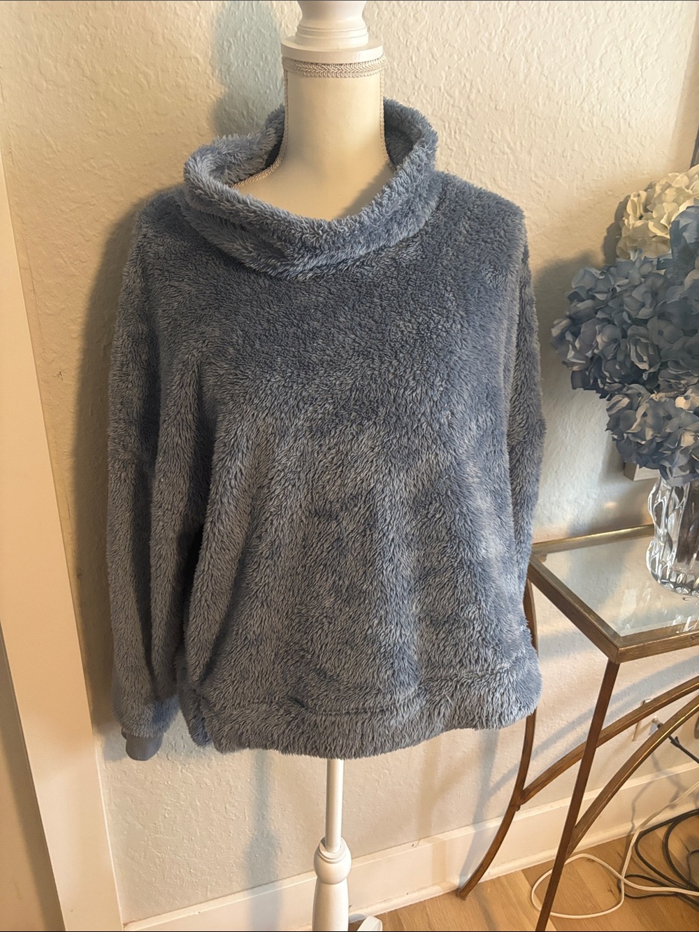 Workshop Cozy Plush Funnel Neck Sweater - Blue